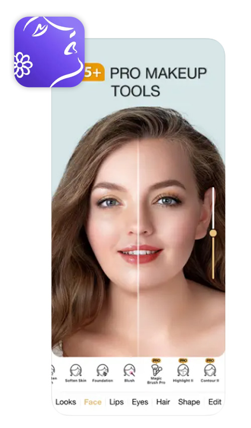UI of Perfect365 Makeup Photo Editor to put on eye makeup
